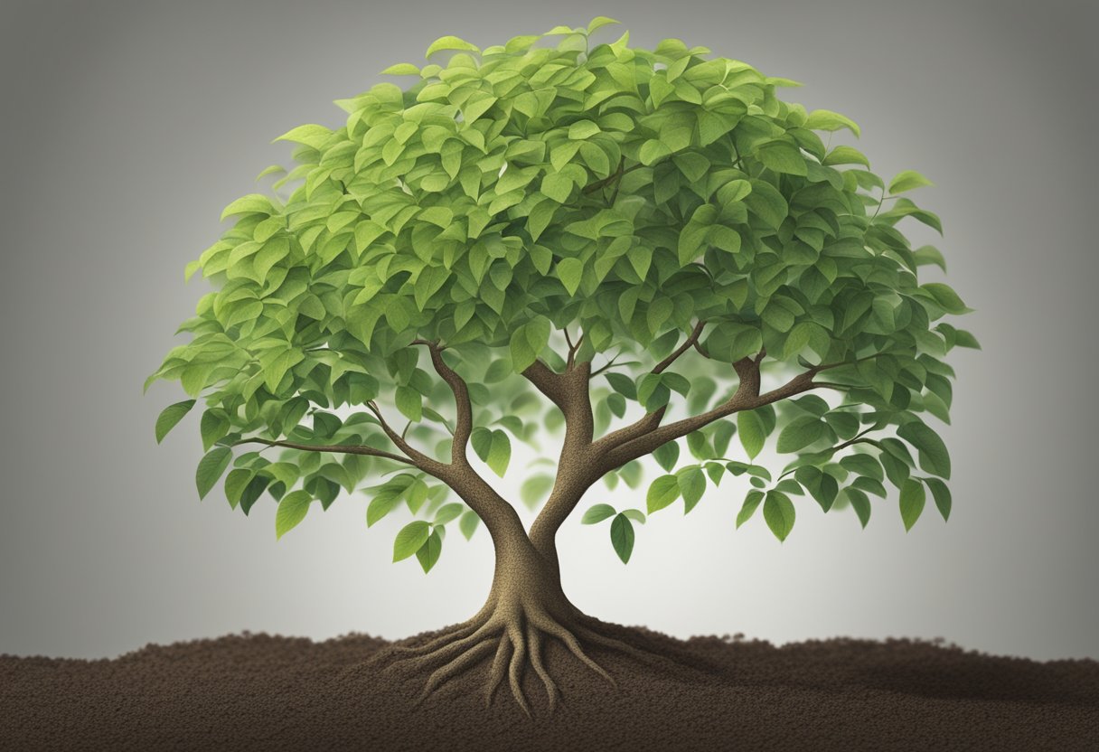 A seedling growing into a strong tree, symbolizing the cause and effect of making resolutions stick