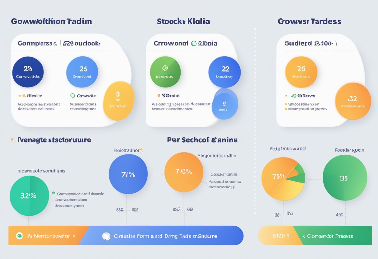 A comparison chart showing key features and benefits of Groww, Zerodha, and Upstox for stock trading in India