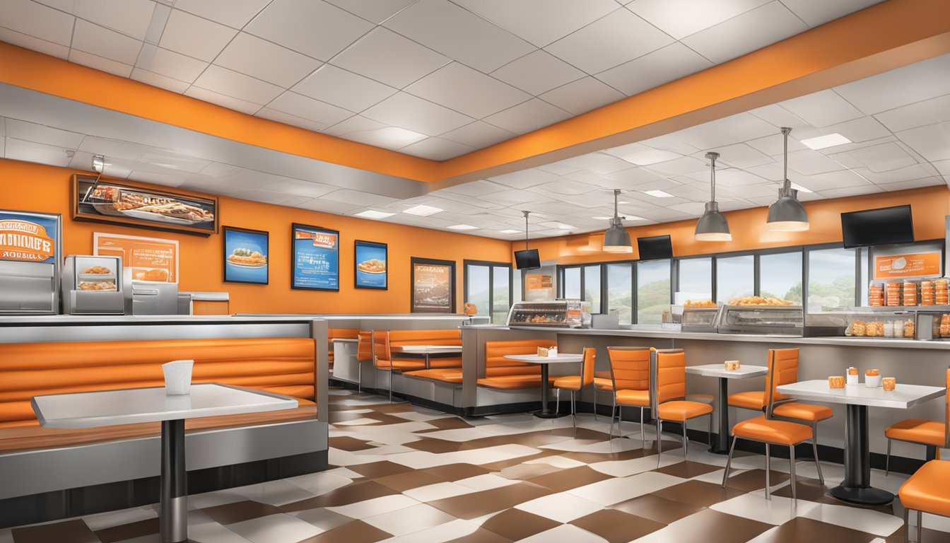 The Whataburger in Boiling Springs is bustling with customers and staff, with the iconic orange and white decor creating a lively atmosphere