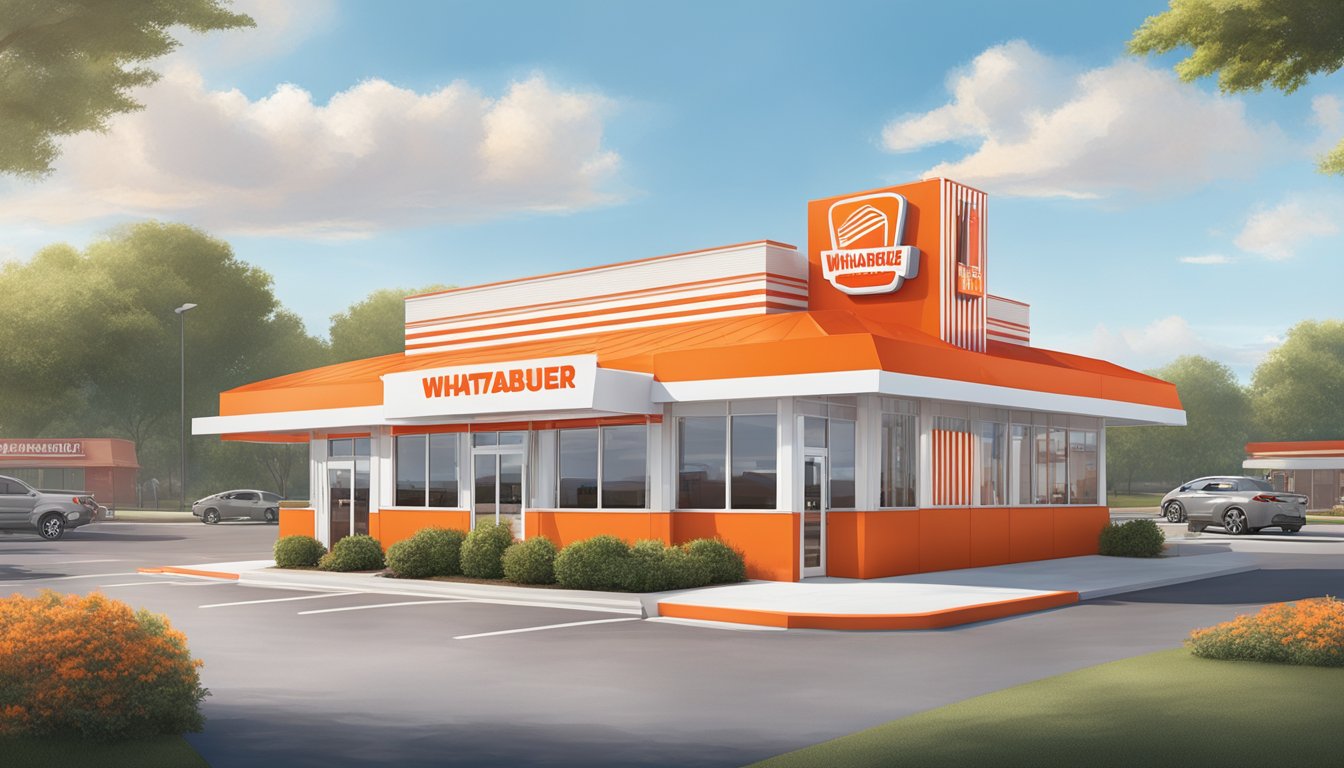 A Whataburger restaurant in Springfield, MO, with a bright red and white exterior, surrounded by a parking lot, open for business during daylight hours