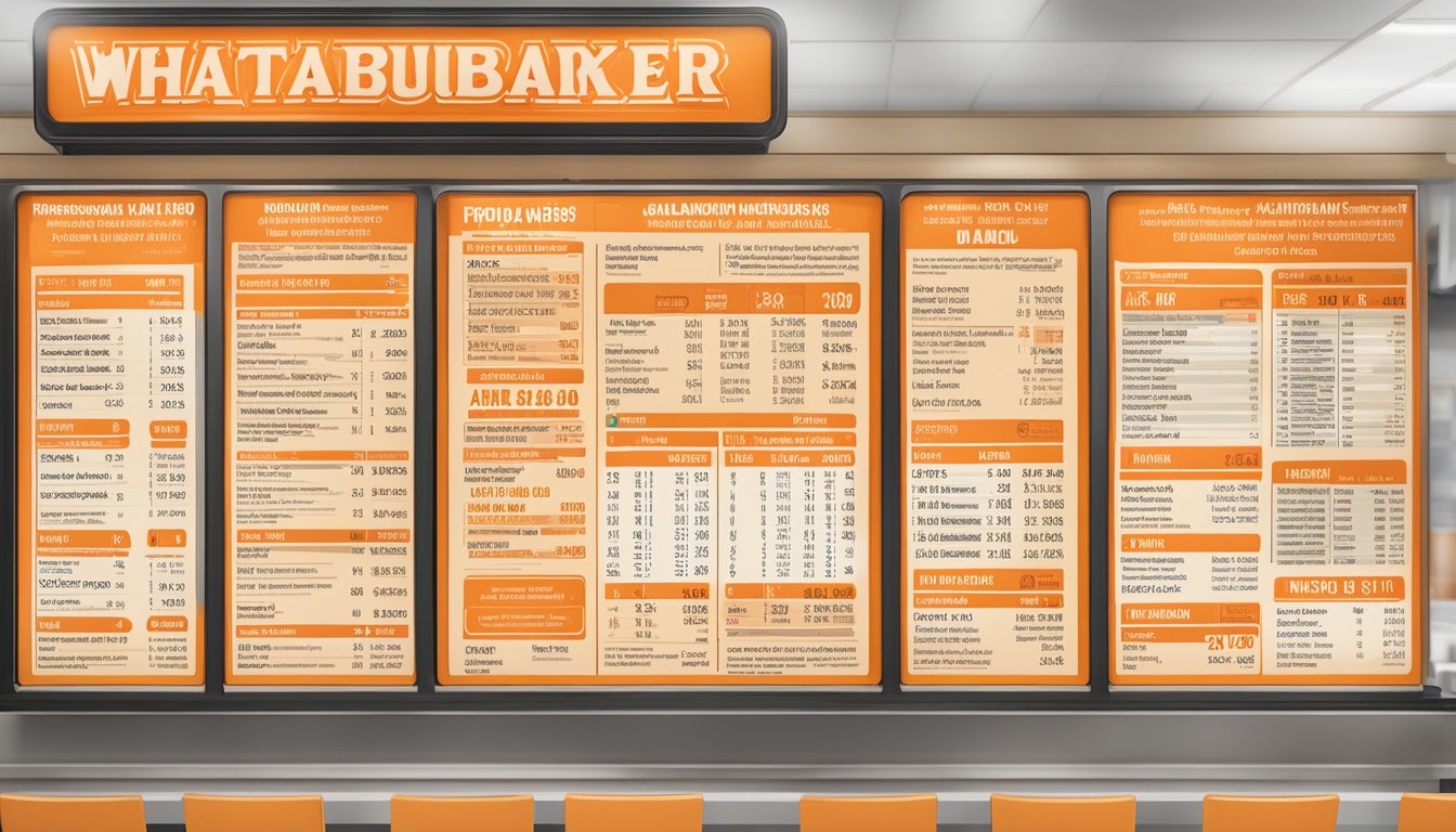 A colorful menu board displays nutritional information and customization options at a Whataburger in Phoenix