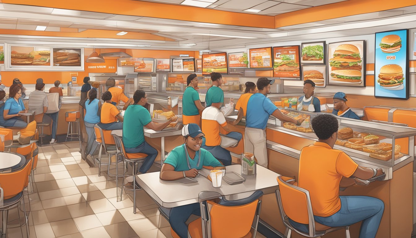 A bustling Whataburger restaurant in Phoenix, with customers using the Whataburger app to order and earn loyalty points