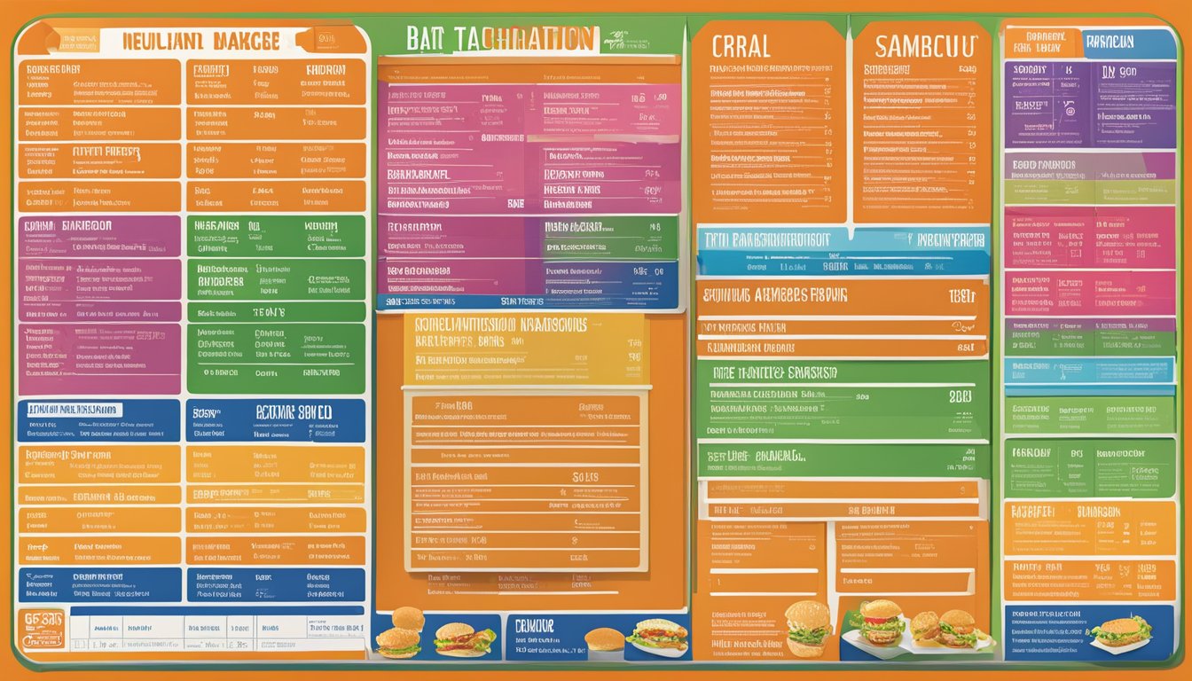 A colorful menu board at a Whataburger in Laredo, Texas, displaying nutritional and dietary information for their food items