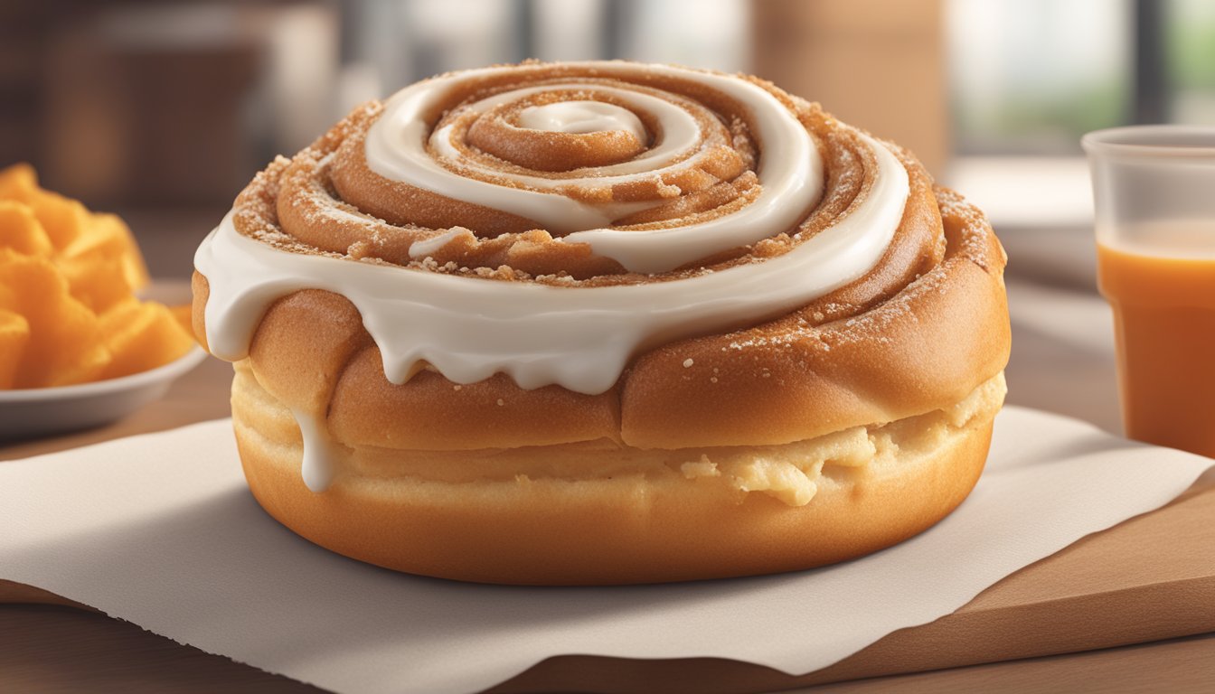 A cinnamon roll from Whataburger with nutritional information displayed