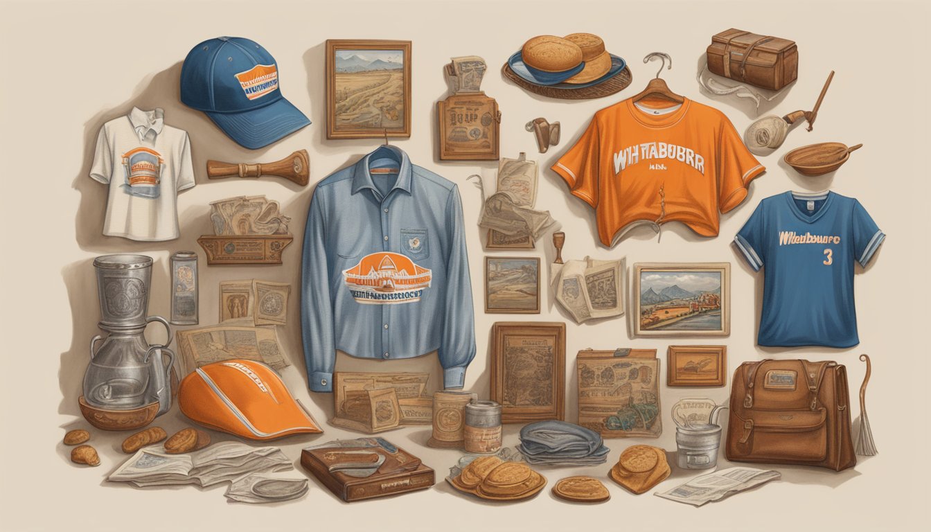 A vintage Whataburger shirt surrounded by historical artifacts and memorabilia