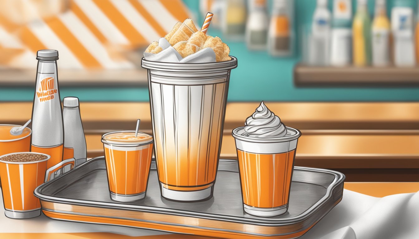 A refreshing Whataburger drink sits on a tray with napkins and condiments, ready for a customer to enjoy