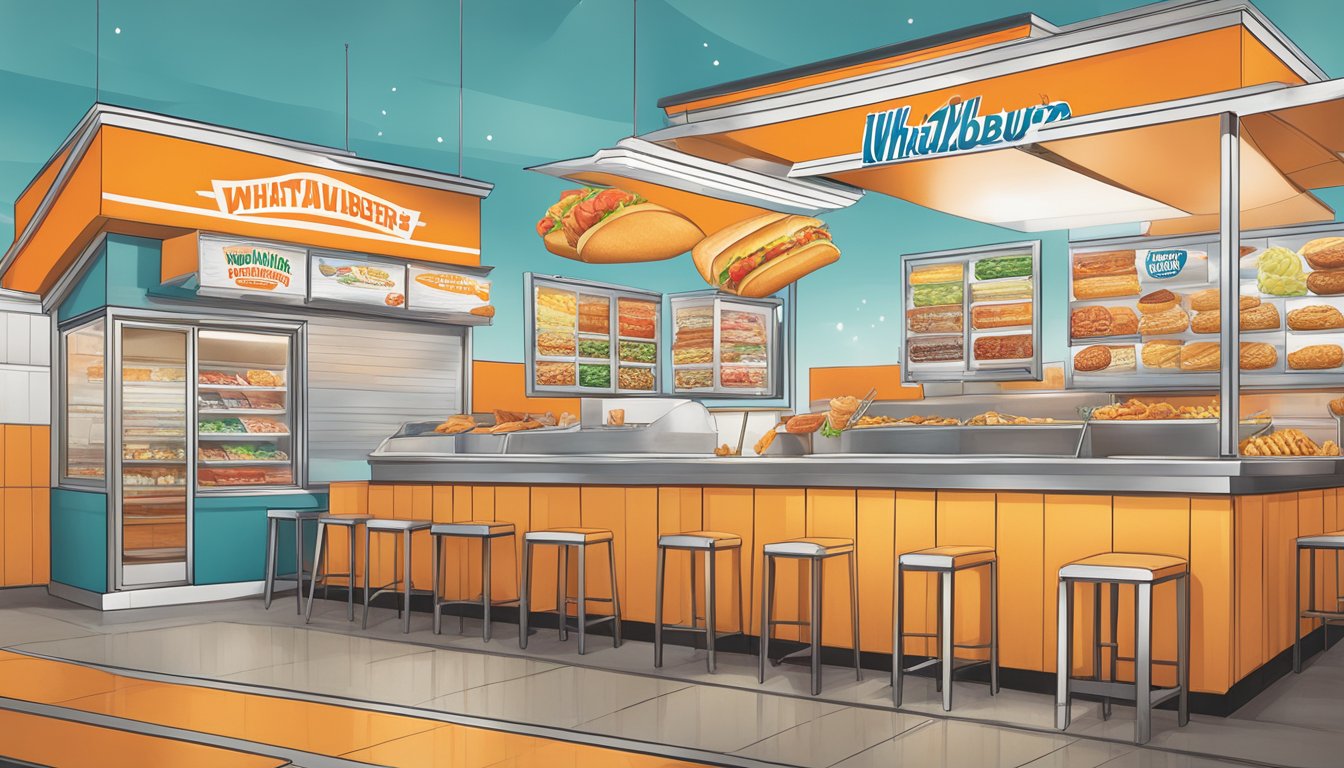 A colorful menu board featuring various sides and snacks at Whataburger in Las Vegas