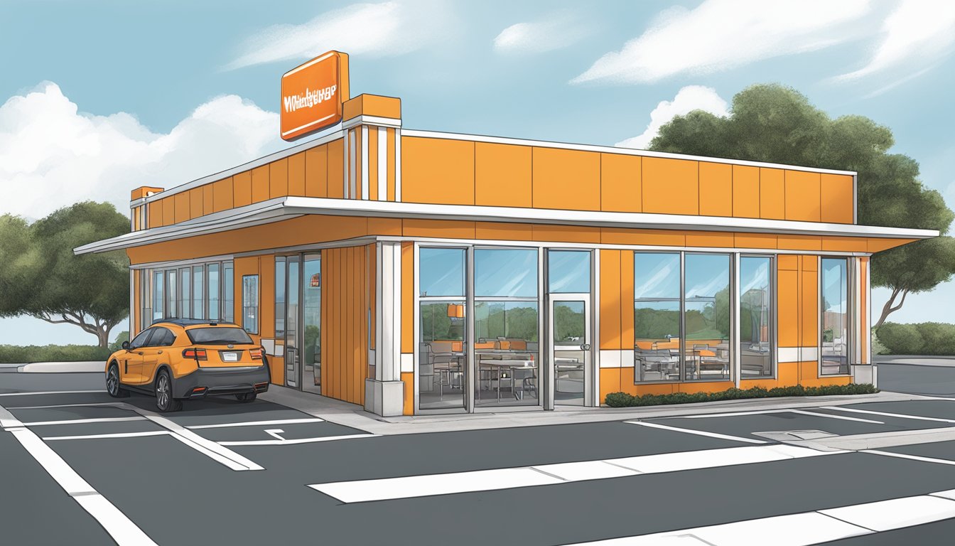 A Whataburger in Pensacola with a wheelchair-accessible entrance and a drive-thru for service