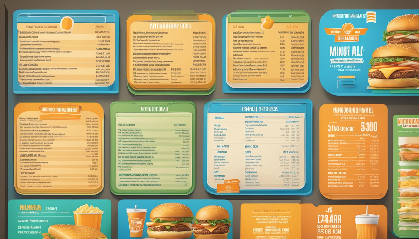 A colorful menu board displaying nutritional information for Whataburger Jr and other menu items