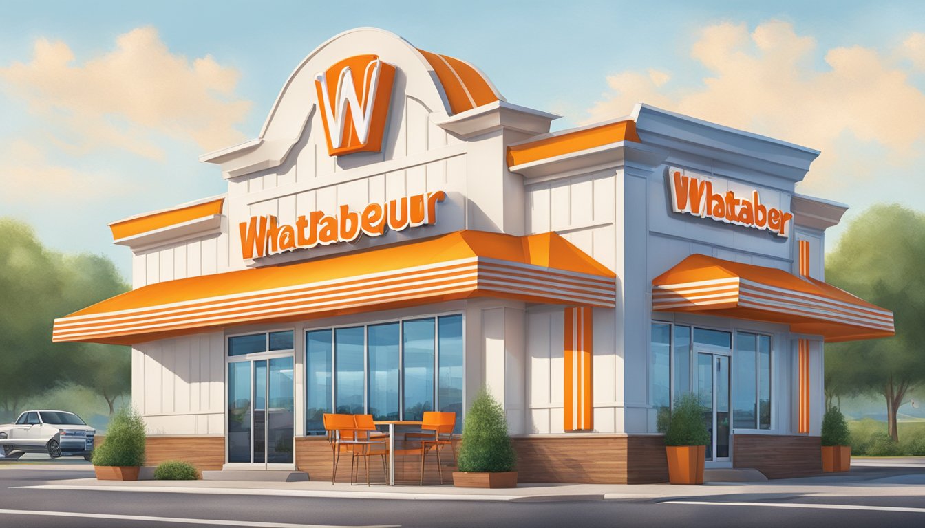 A Whataburger restaurant in Tyler, TX with outdoor seating, drive-thru, and a colorful sign