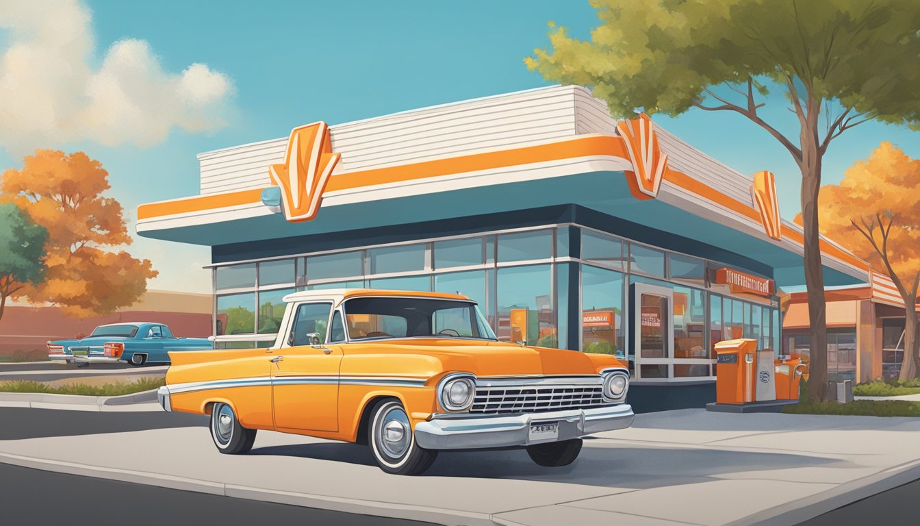 A bustling Whataburger in Joplin, with drive-thru, outdoor seating, and a colorful, retro-inspired building