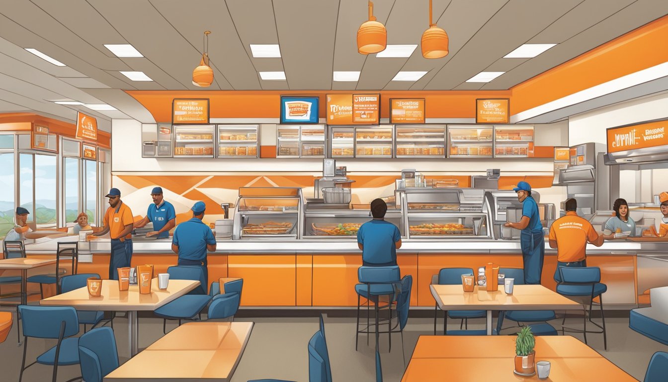 Employees working at Whataburger, with a positive and collaborative atmosphere. The pay rate is fair and competitive, contributing to a supportive company culture