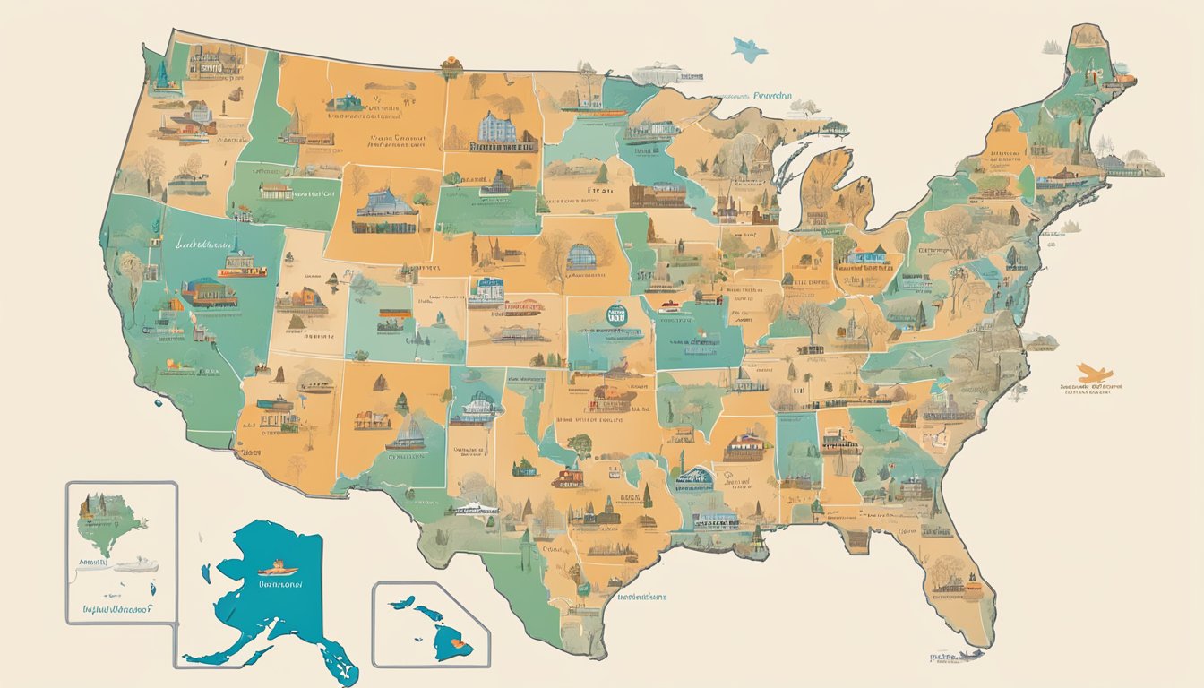 A map of the United States with Whataburger locations highlighted in Texas, Oklahoma, Louisiana, Florida, and other southern states