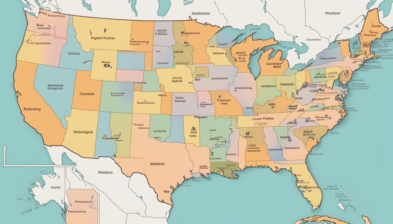 A map of the United States with highlighted states where Whataburger locations are situated