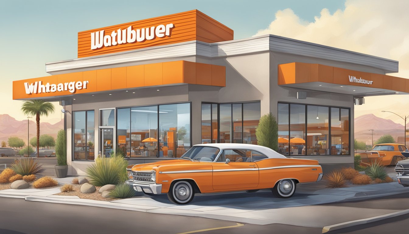 A bustling Whataburger location in Tucson, with a drive-thru and outdoor seating, open for business during regular operational hours