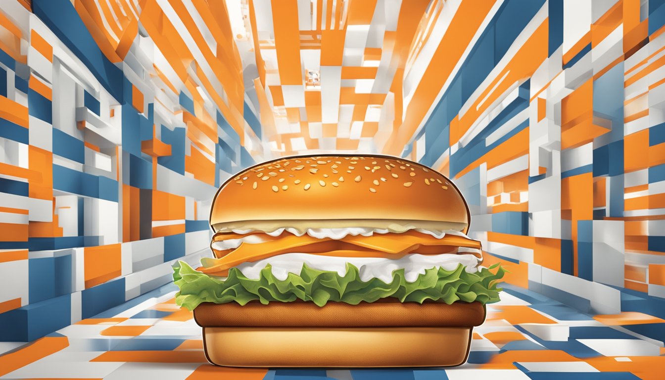 A WhatABurger logo framed by digital privacy symbols and online icons