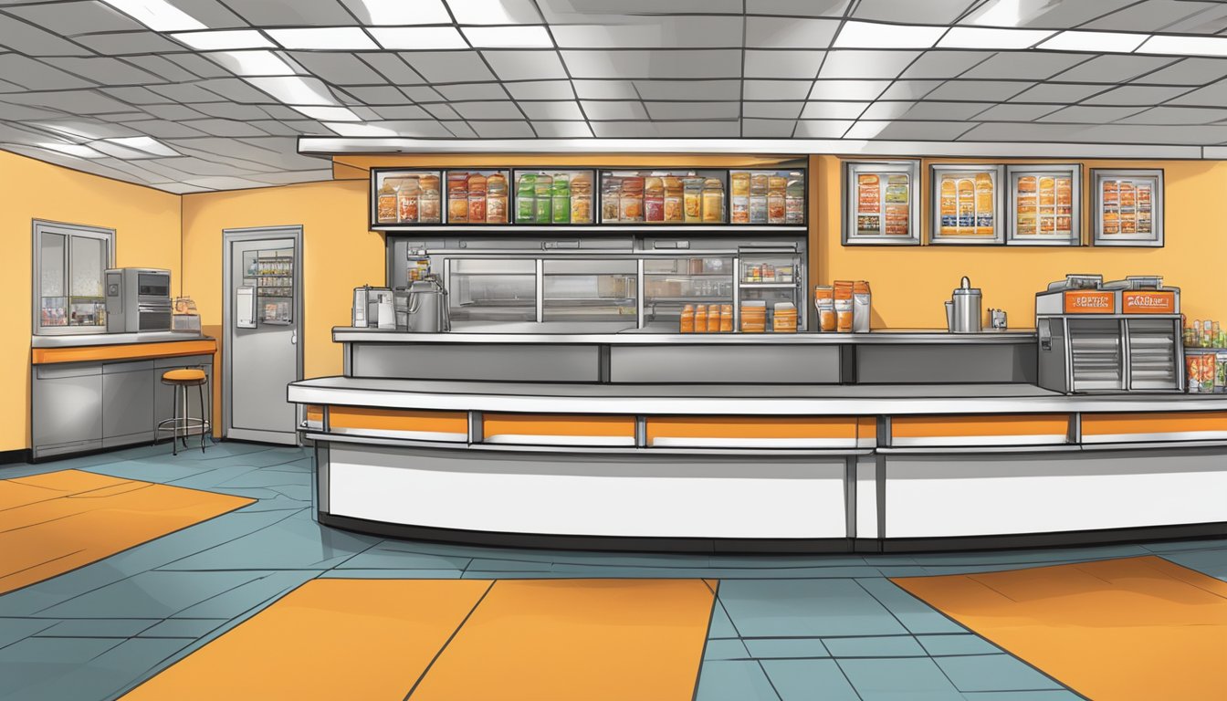 A counter with various beverage options at a Whataburger restaurant in Harlingen