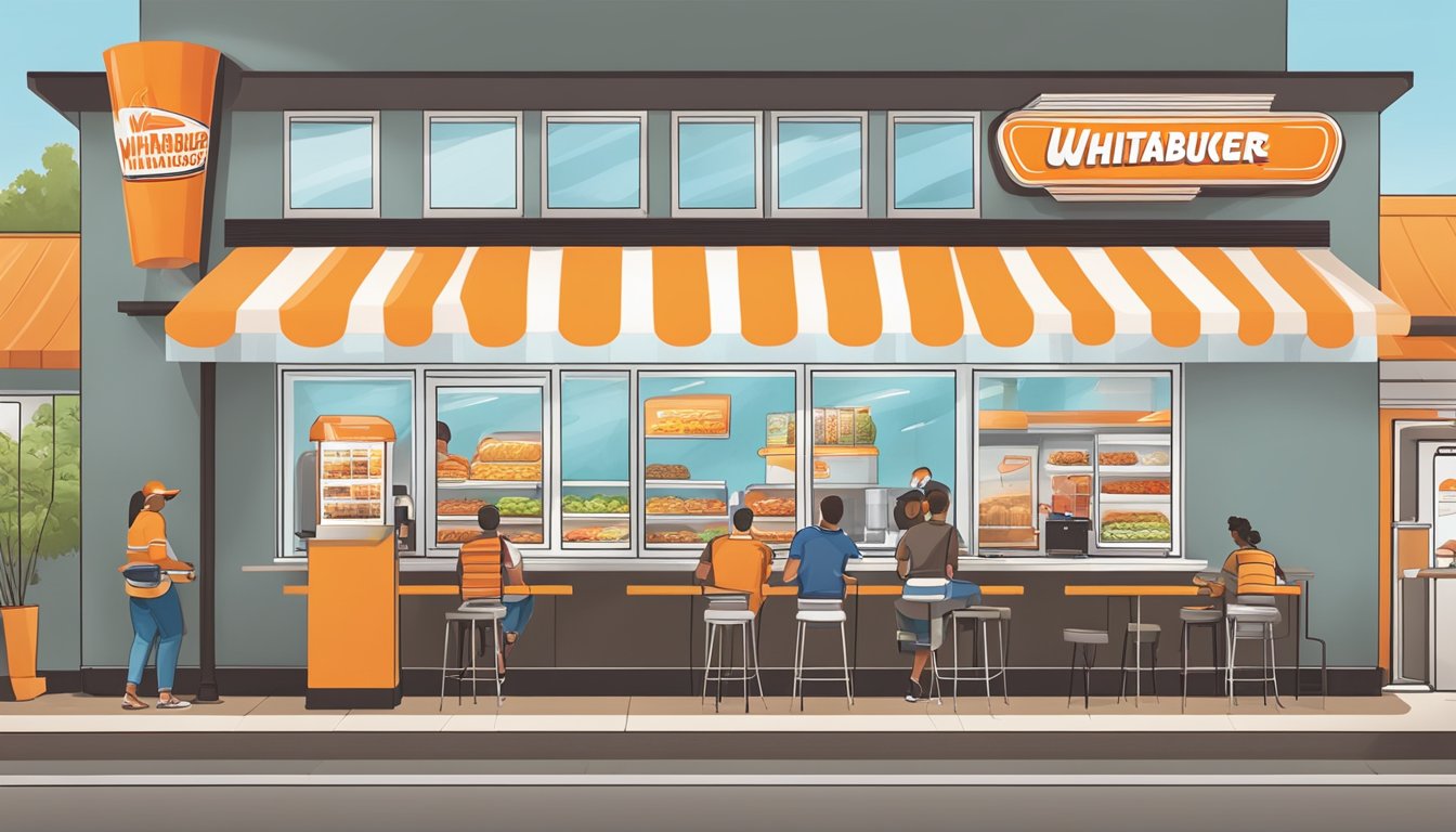 A bustling Whataburger restaurant in Pensacola, with a colorful menu board and a line of customers ordering their favorite offerings