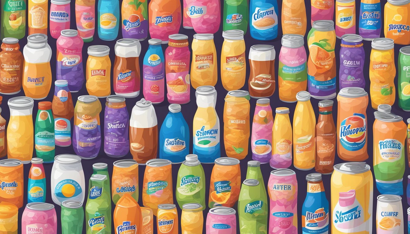 A colorful array of breakfast beverages displayed with corresponding prices