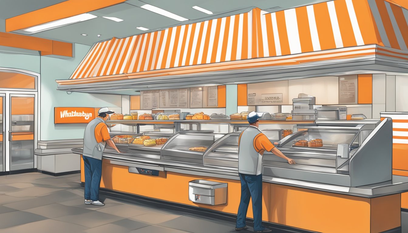 A person placing a catering order at a Whataburger counter