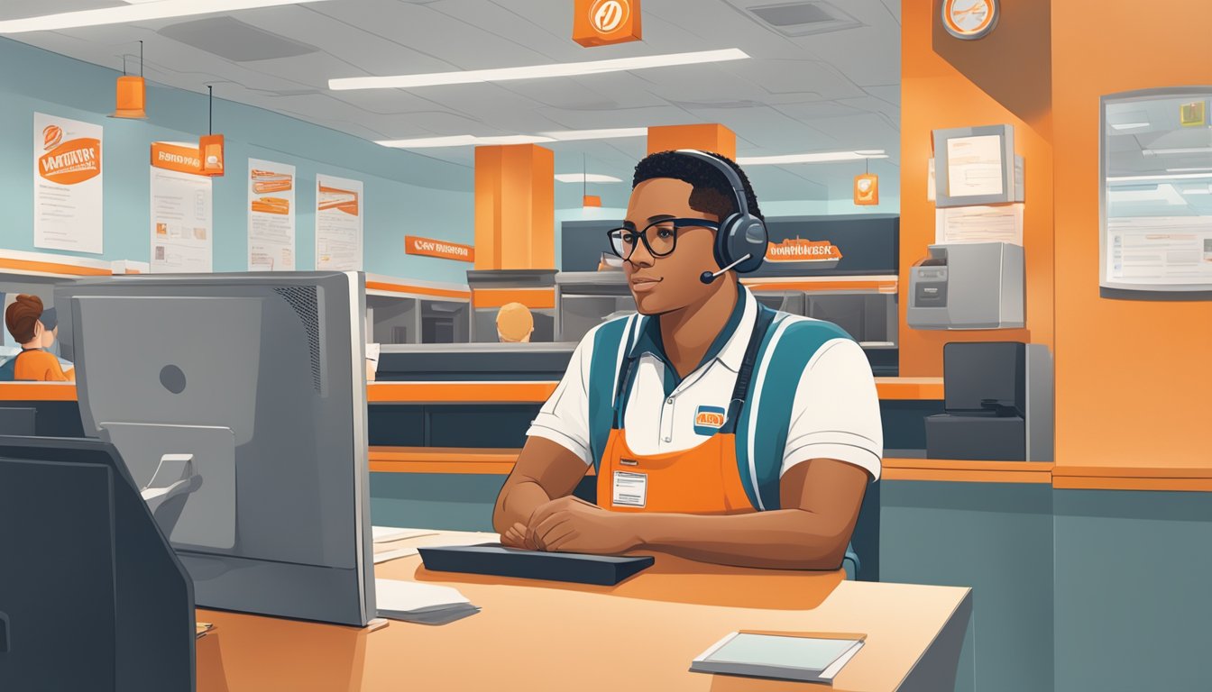 A customer service representative at Whataburger in Jacksonville, FL listens attentively to feedback from a customer, offering a friendly and helpful demeanor