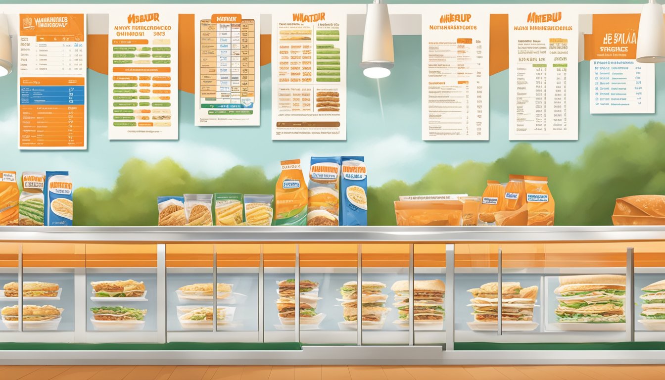 A table with nutritional charts and menu options at a Whataburger in Temple, TX