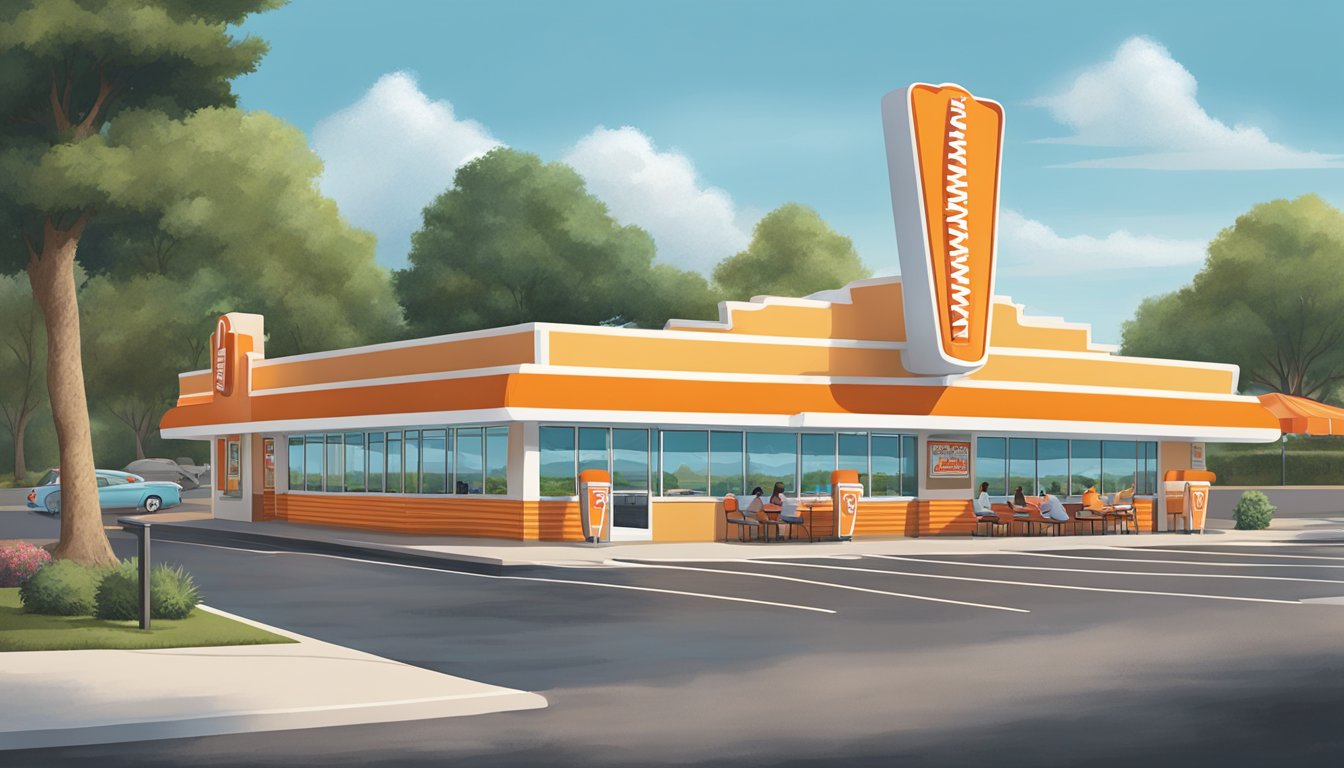 A bustling Whataburger restaurant in Commerce, GA, with a drive-thru, outdoor seating, and a colorful, retro-inspired exterior