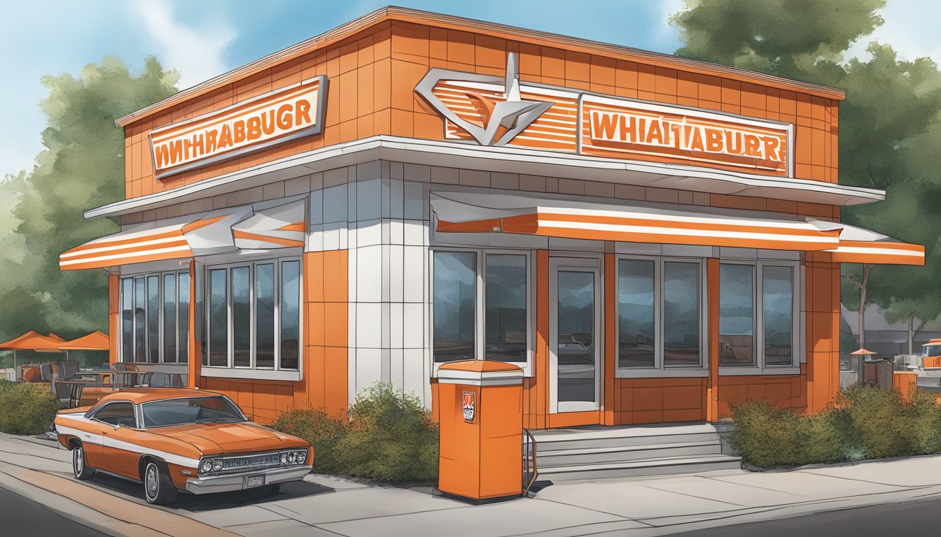 The WhatABurger in Tulsa is a bustling fast-food restaurant with a drive-thru and outdoor seating. The building features a red and white color scheme with a prominent logo