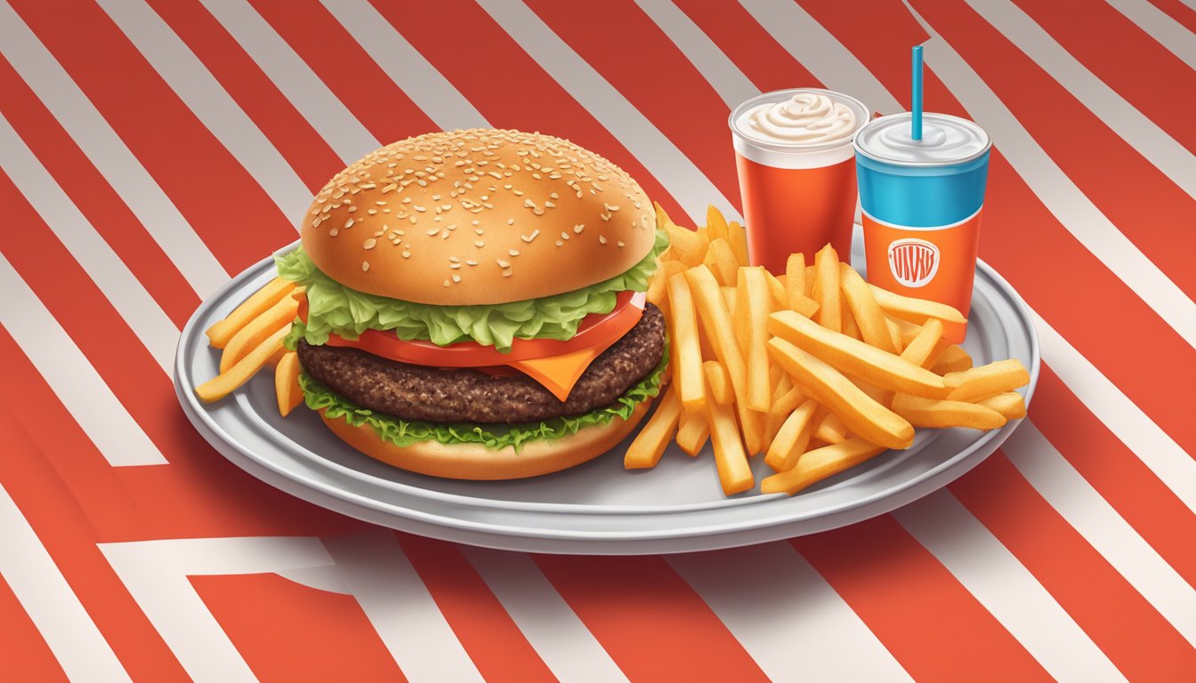 A classic Whataburger meal with fries and a drink on a red tray