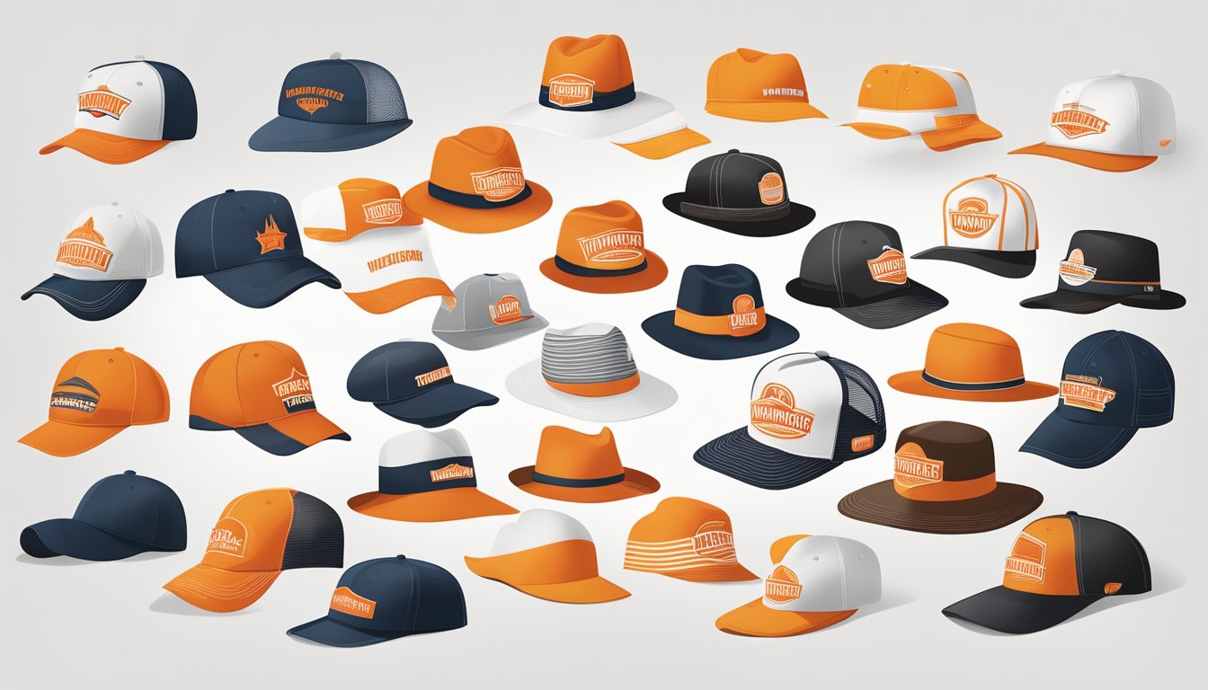 A collection of Whataburger hats through the decades, from vintage styles to modern designs, displayed on a clean, white backdrop