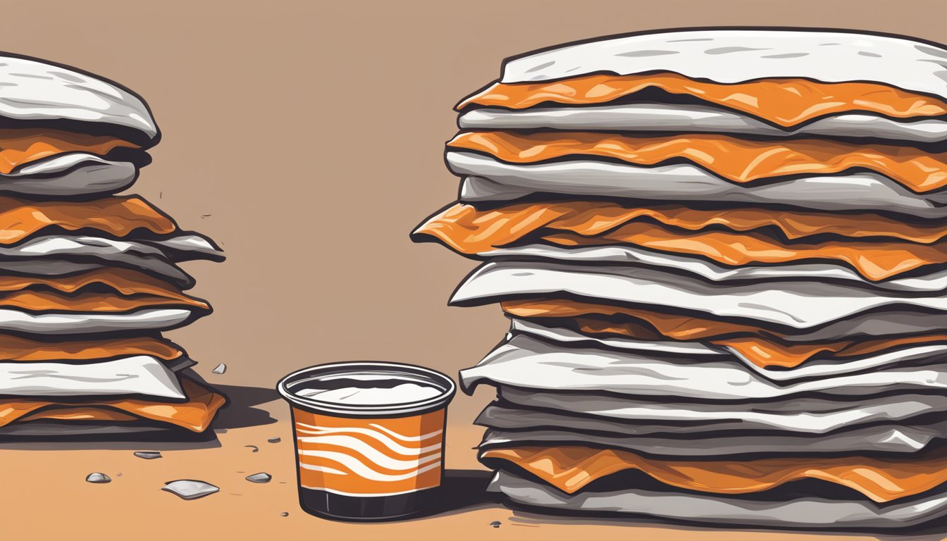 A stack of freshly laundered Whataburger uniforms being exchanged for worn-out ones