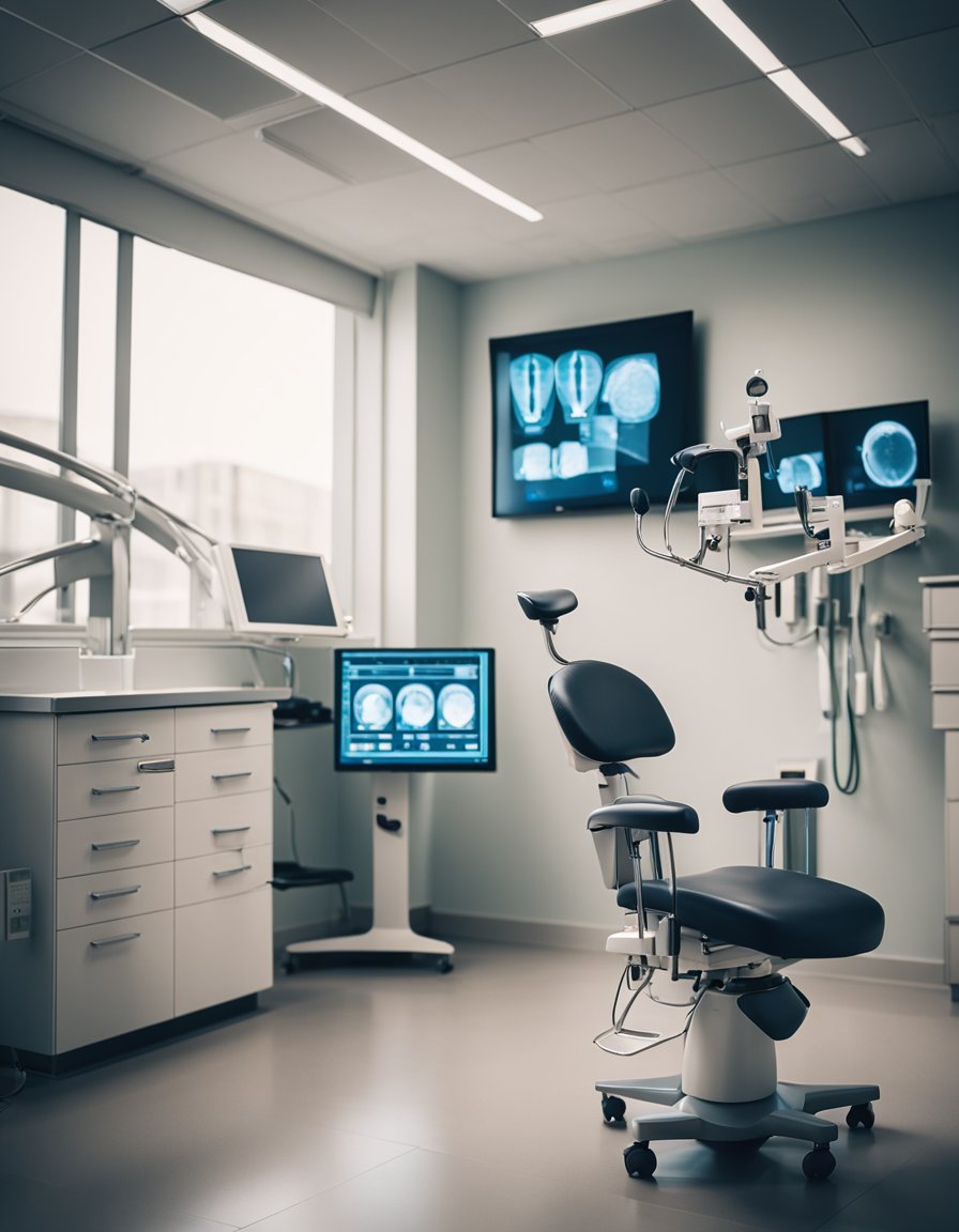 Photo of a doctors office with tools and x-rays