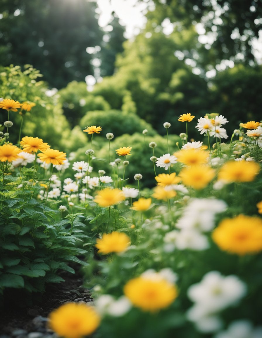A digital photo of yellow and white flowers 