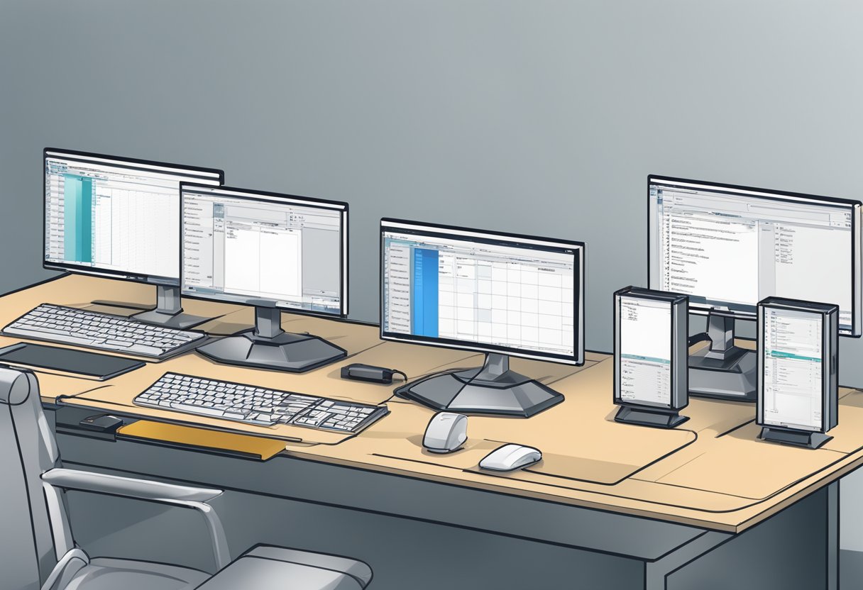 A computer screen displays a BOM table in SAP, with various items being selected and configured for a product. Dropdown menus and checkboxes are visible