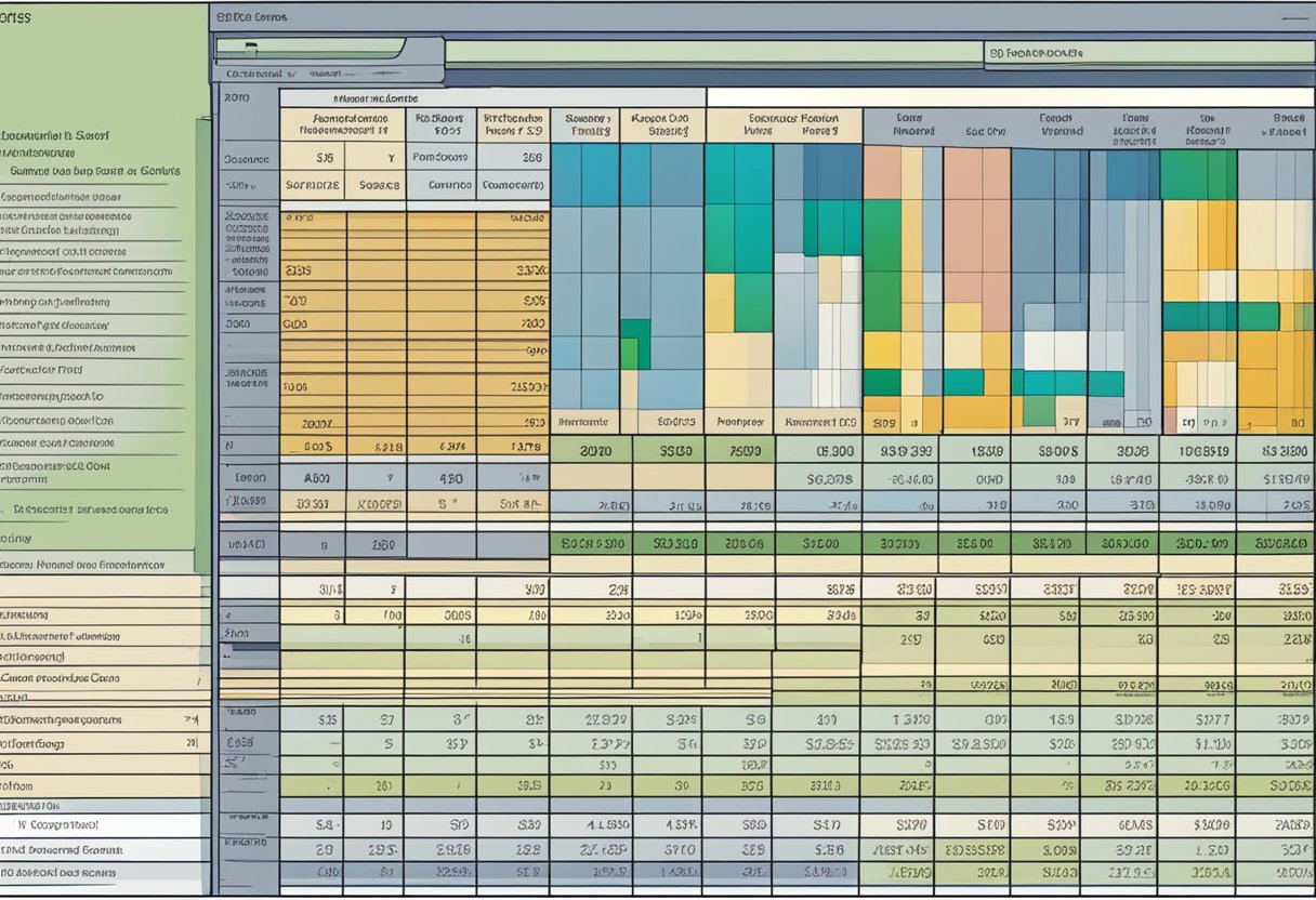 A computer screen displaying a detailed cost element table in SAP, with various columns and rows of data