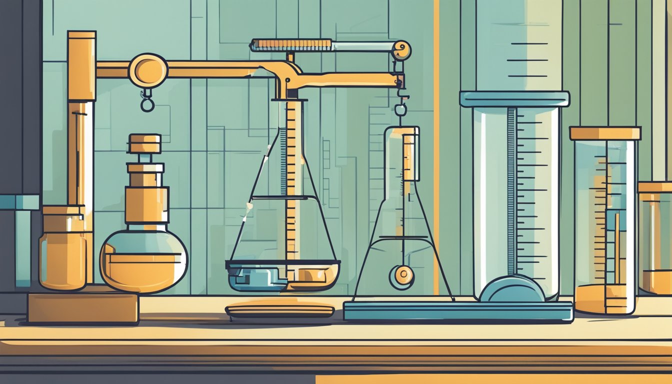 A scale with a syringe and vial, a chart showing progress, and a person adjusting their strategy