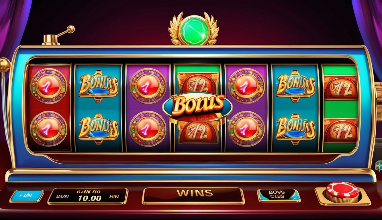 Mesin slot online berwarna-warni dengan simbol bonus yang menggoda