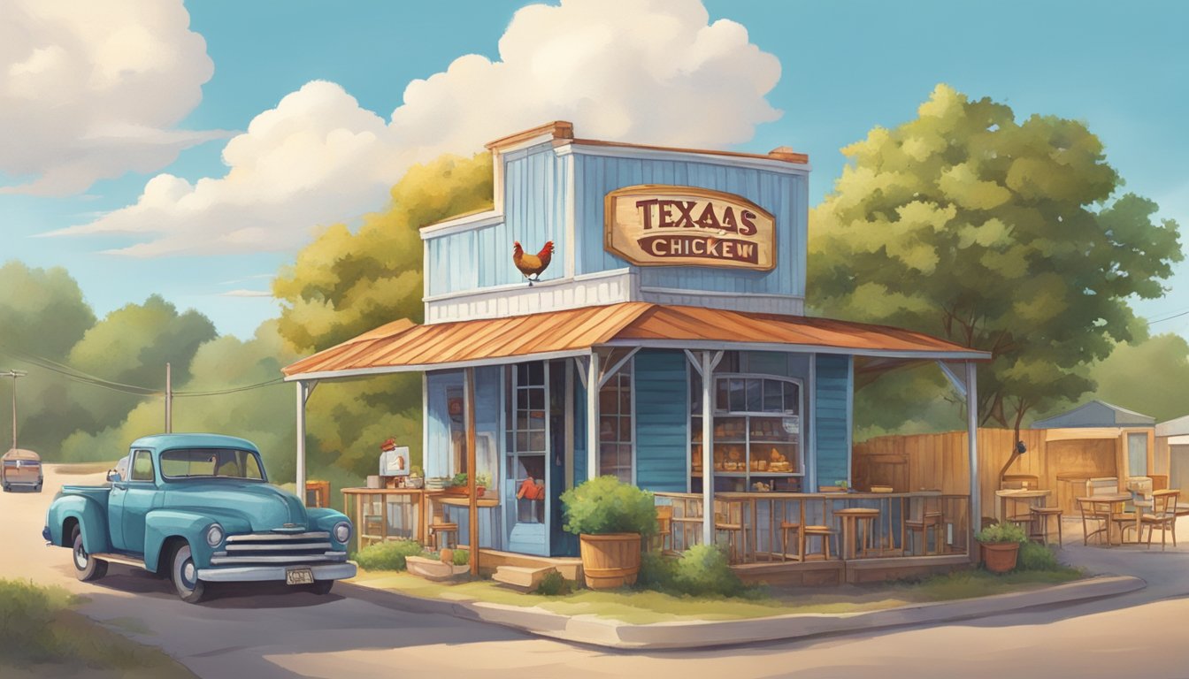 A small Texas town, a humble roadside eatery, a sign with a rooster, and the smell of fried chicken filling the air