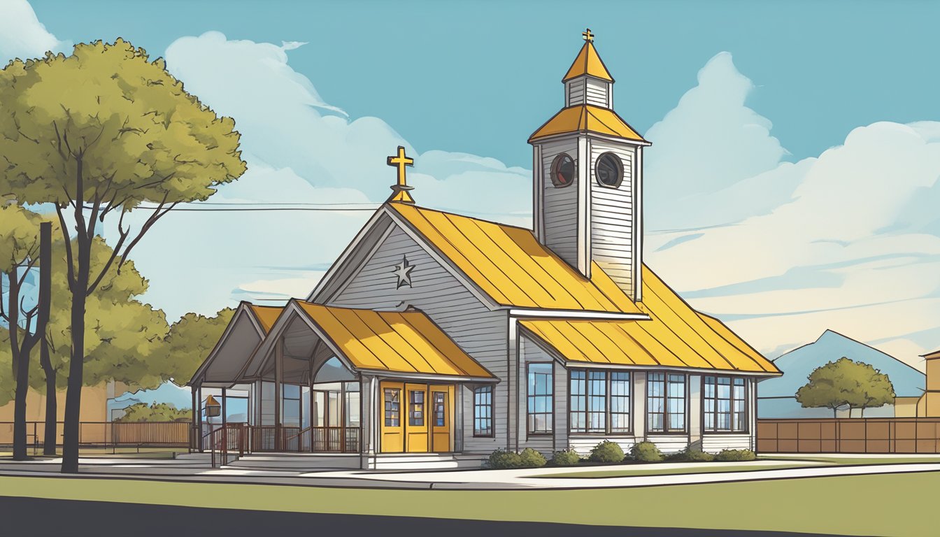 The Church's Chicken logo evolving from a simple church building to a more elaborate Texas-themed design, with the state outline and Lone Star