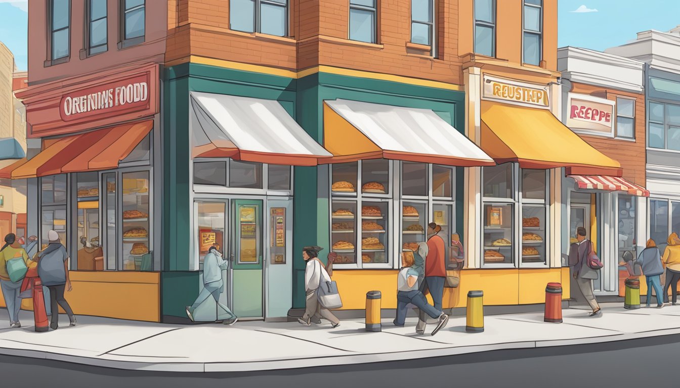 A bustling fast-food restaurant with a prominent "Original Recipe" sign, surrounded by empty competitor storefronts