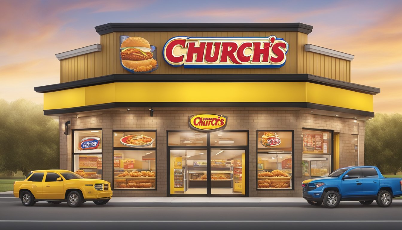 A colorful display of meal deals and seasonal items at Church's Texas Chicken, with enticing limited time offers