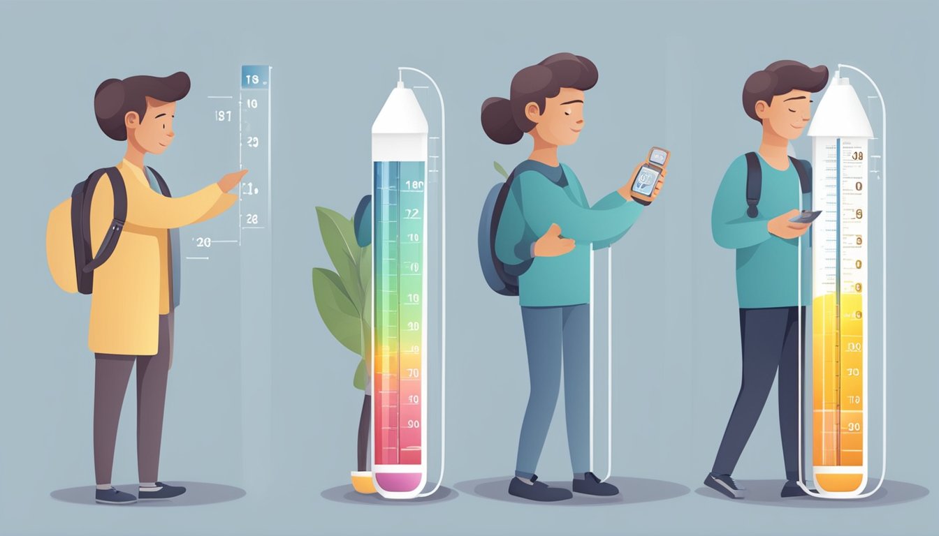 A person measuring glucose levels at different times of day