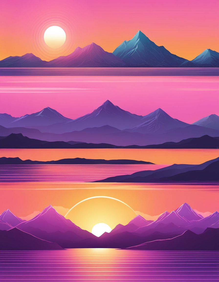 Digital art of multiple sunsets