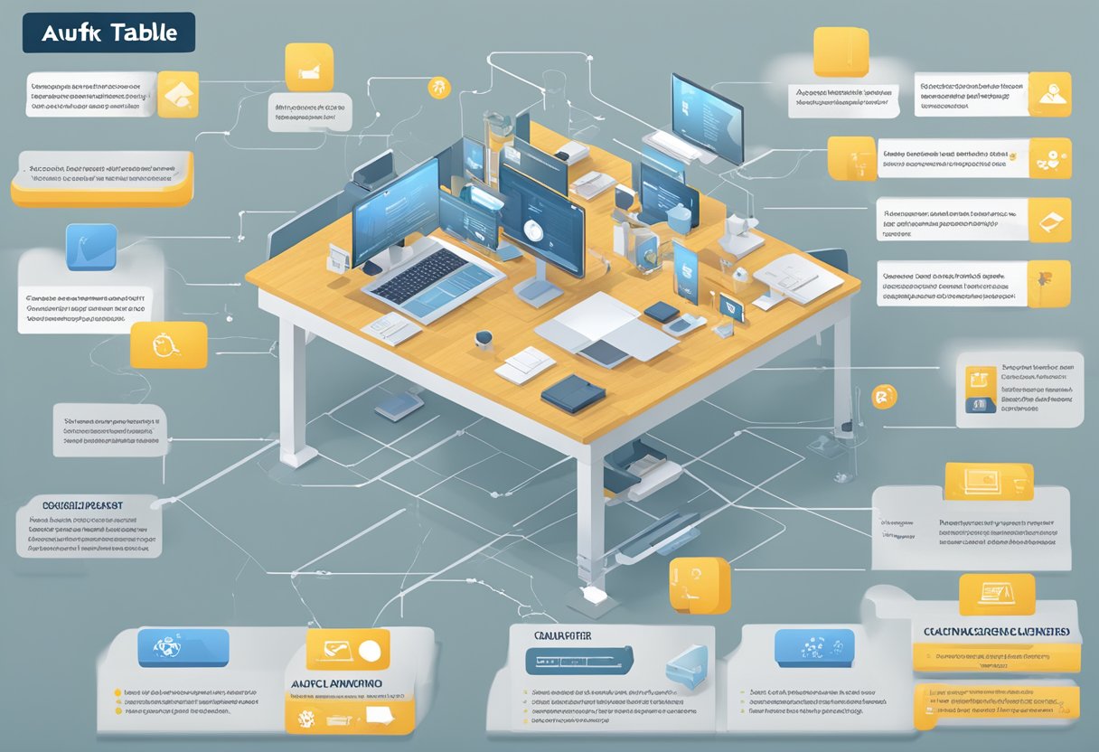 AUFK table surrounded by SAP system icons and basic definition labels