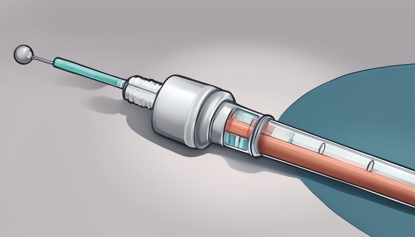 A syringe piercing a cushion, surrounded by redness and swelling