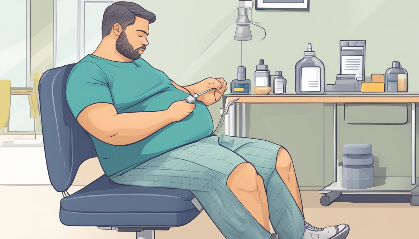 A person sitting comfortably while receiving a weight loss injection, with a focus on addressing dry mouth symptoms