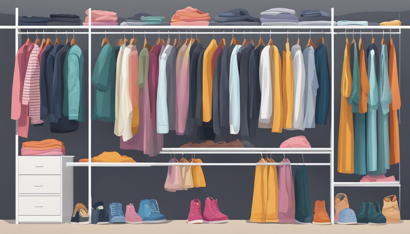 A closet filled with clothes of various sizes, some too big and others too small, as a reflection of the changing body during rapid weight loss