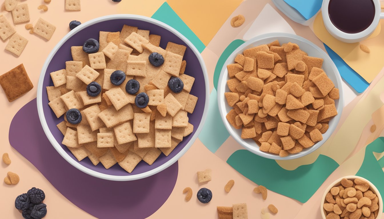 A bowl of Cinnamon Toast Crunch next to a bowl of Post Raisin Bran, surrounded by images of healthy and unhealthy environmental and social factors