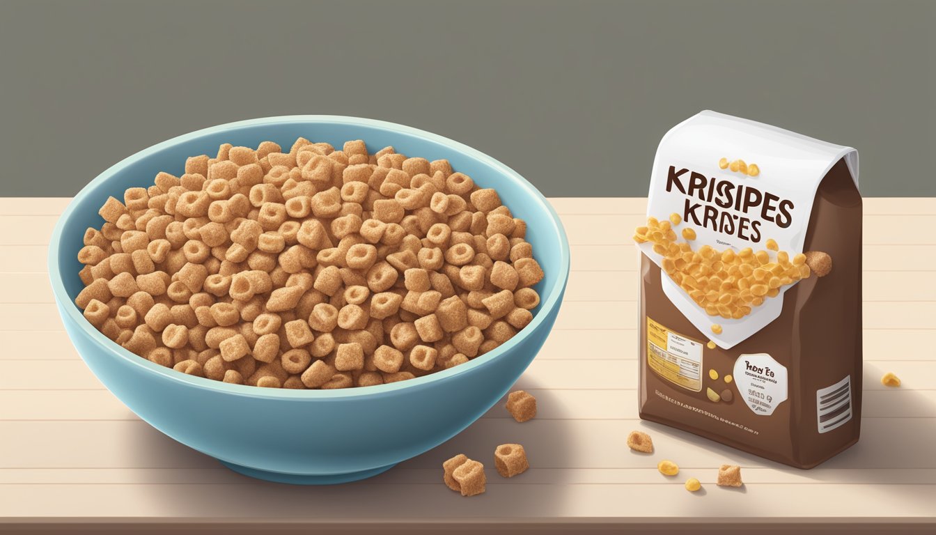 A bowl of cocoa krispies and honeycomb cereal next to each other with a measuring tape and a nutrition label