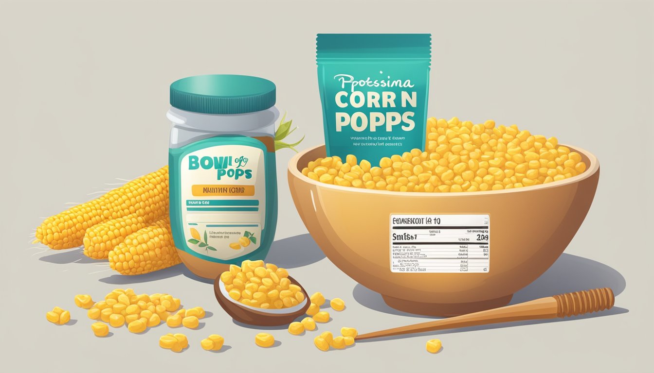 A bowl of Corn Pops and Honey Ohs side by side with a measuring tape and a nutrition label in the background